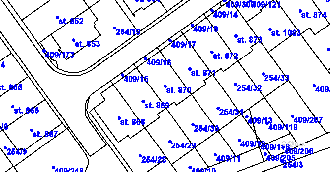 Parcela st. 870 v KÚ Studánka, Katastrální mapa