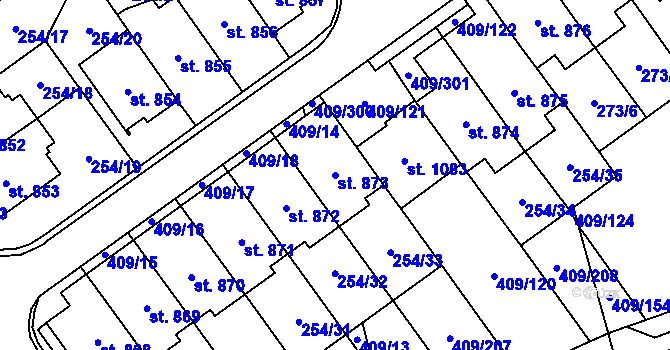 Parcela st. 873 v KÚ Studánka, Katastrální mapa