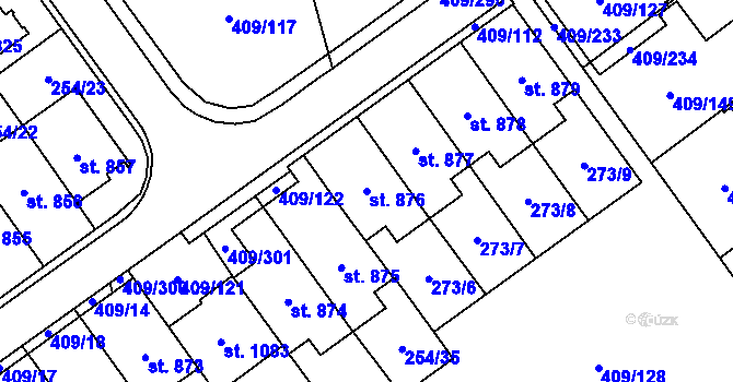 Parcela st. 876 v KÚ Studánka, Katastrální mapa