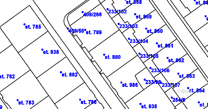 Parcela st. 880 v KÚ Studánka, Katastrální mapa