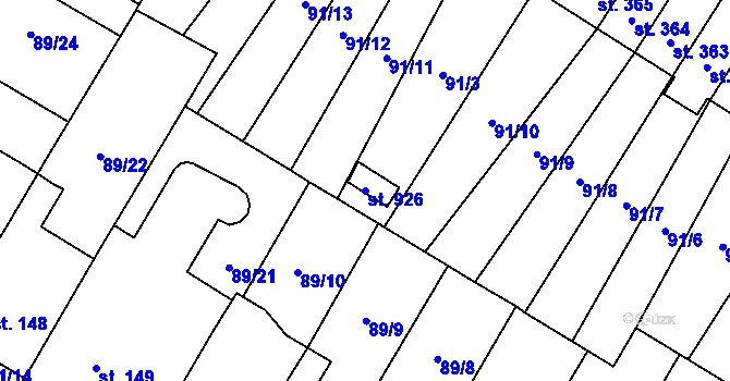 Parcela st. 926 v KÚ Studánka, Katastrální mapa