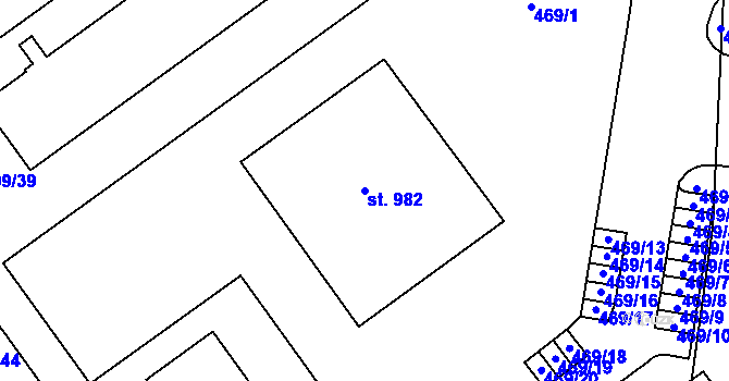 Parcela st. 982 v KÚ Studánka, Katastrální mapa