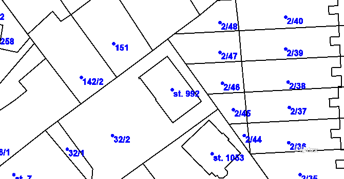 Parcela st. 992 v KÚ Studánka, Katastrální mapa