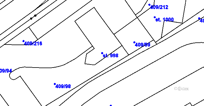 Parcela st. 998 v KÚ Studánka, Katastrální mapa