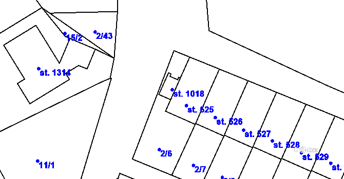 Parcela st. 1018 v KÚ Studánka, Katastrální mapa