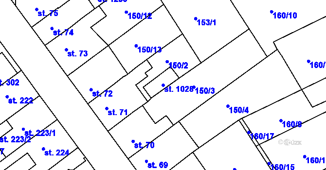 Parcela st. 1028 v KÚ Studánka, Katastrální mapa