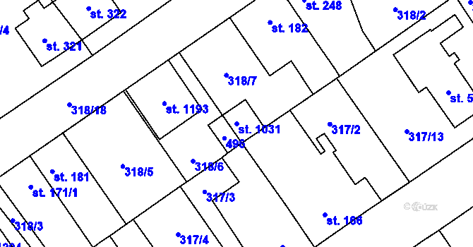 Parcela st. 1031 v KÚ Studánka, Katastrální mapa