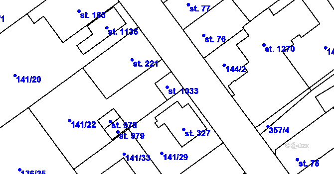 Parcela st. 1033 v KÚ Studánka, Katastrální mapa