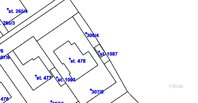 Parcela st. 1087 v KÚ Studánka, Katastrální mapa