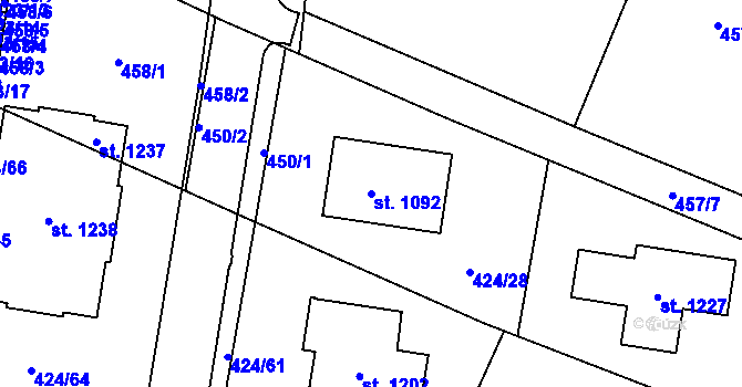 Parcela st. 1092 v KÚ Studánka, Katastrální mapa