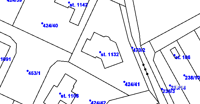 Parcela st. 1132 v KÚ Studánka, Katastrální mapa