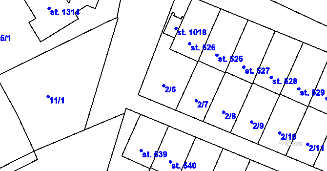 Parcela st. 2/6 v KÚ Studánka, Katastrální mapa
