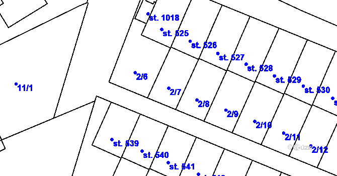 Parcela st. 2/7 v KÚ Studánka, Katastrální mapa
