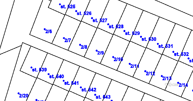 Parcela st. 2/9 v KÚ Studánka, Katastrální mapa