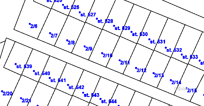 Parcela st. 2/10 v KÚ Studánka, Katastrální mapa