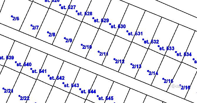 Parcela st. 2/11 v KÚ Studánka, Katastrální mapa