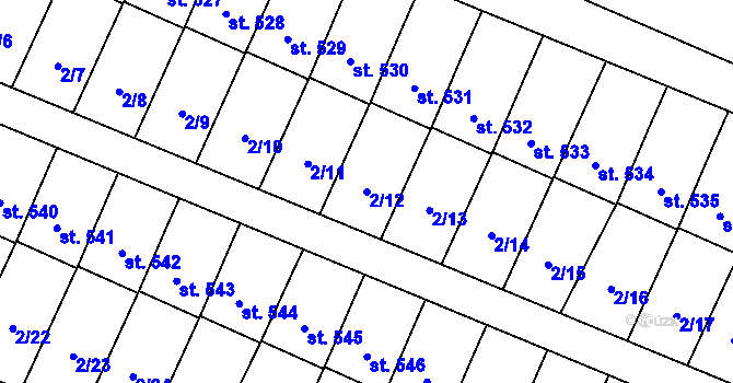 Parcela st. 2/12 v KÚ Studánka, Katastrální mapa