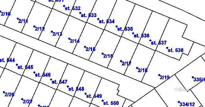 Parcela st. 2/16 v KÚ Studánka, Katastrální mapa
