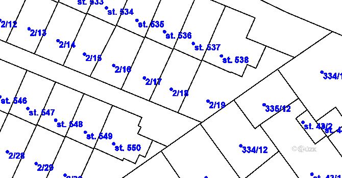 Parcela st. 2/18 v KÚ Studánka, Katastrální mapa