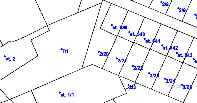 Parcela st. 2/20 v KÚ Studánka, Katastrální mapa