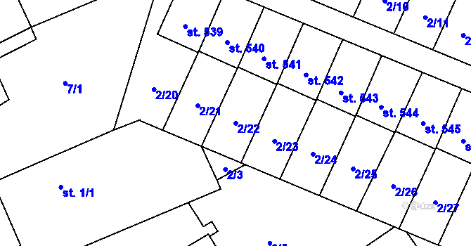 Parcela st. 2/22 v KÚ Studánka, Katastrální mapa