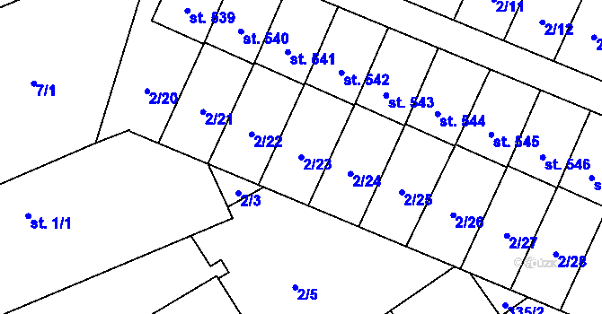Parcela st. 2/23 v KÚ Studánka, Katastrální mapa