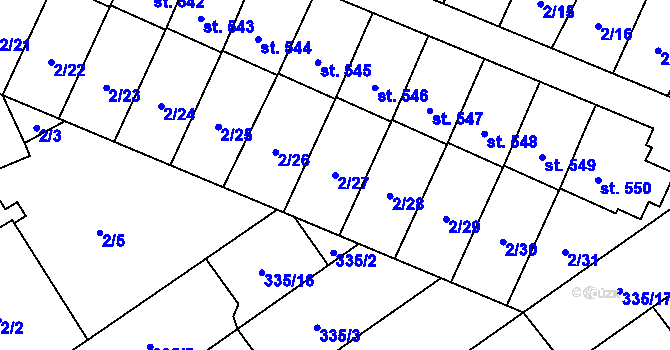 Parcela st. 2/27 v KÚ Studánka, Katastrální mapa
