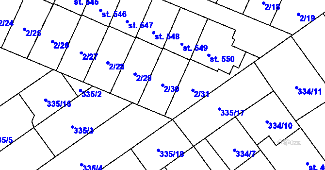 Parcela st. 2/30 v KÚ Studánka, Katastrální mapa
