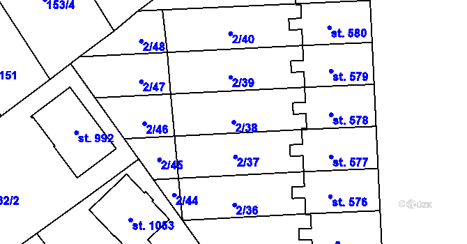 Parcela st. 2/38 v KÚ Studánka, Katastrální mapa