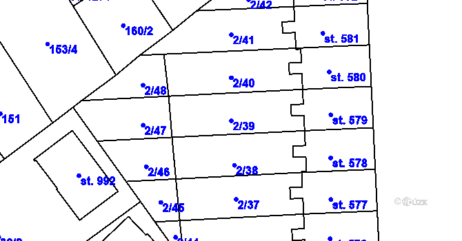 Parcela st. 2/39 v KÚ Studánka, Katastrální mapa