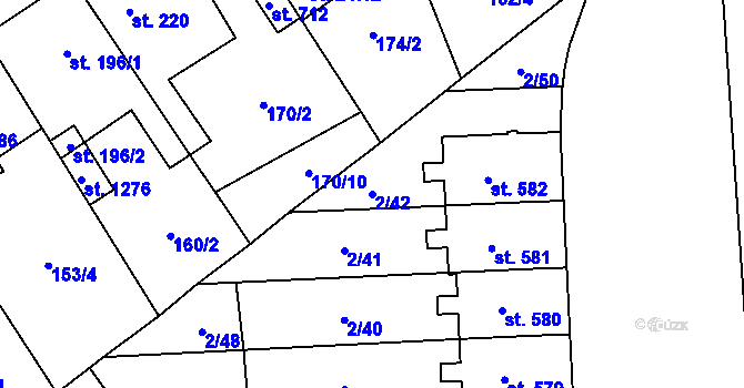 Parcela st. 2/42 v KÚ Studánka, Katastrální mapa