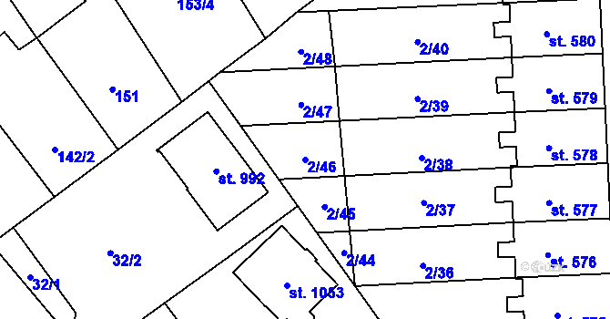Parcela st. 2/46 v KÚ Studánka, Katastrální mapa