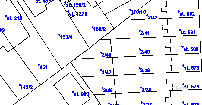 Parcela st. 2/48 v KÚ Studánka, Katastrální mapa
