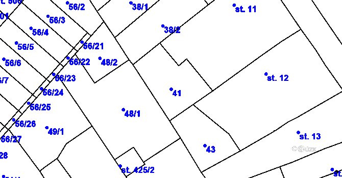 Parcela st. 41 v KÚ Studánka, Katastrální mapa