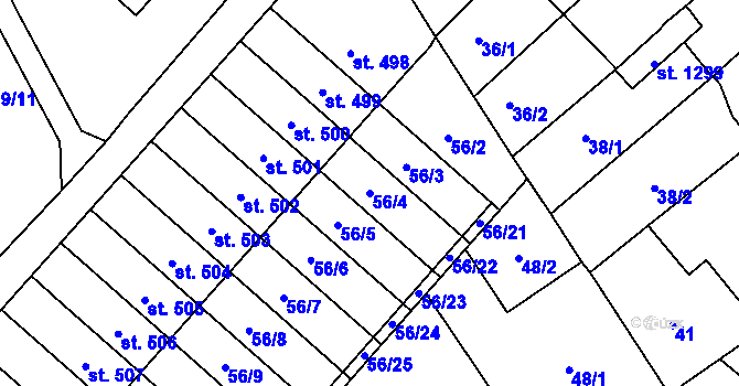 Parcela st. 56/4 v KÚ Studánka, Katastrální mapa