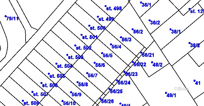 Parcela st. 56/5 v KÚ Studánka, Katastrální mapa