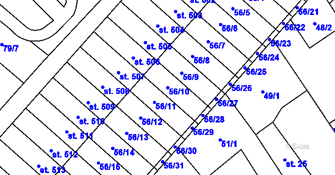 Parcela st. 56/10 v KÚ Studánka, Katastrální mapa
