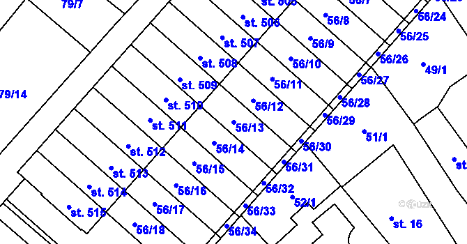Parcela st. 56/13 v KÚ Studánka, Katastrální mapa