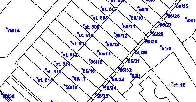 Parcela st. 56/14 v KÚ Studánka, Katastrální mapa
