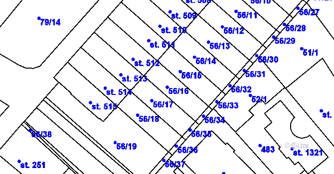 Parcela st. 56/16 v KÚ Studánka, Katastrální mapa