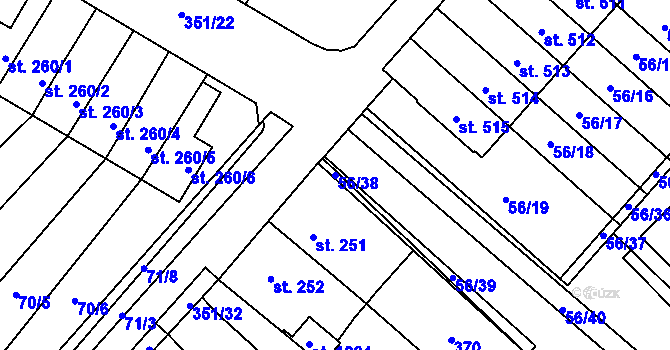 Parcela st. 56/38 v KÚ Studánka, Katastrální mapa