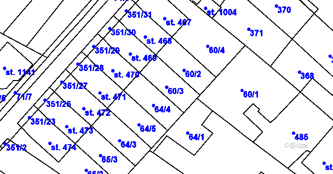 Parcela st. 60/3 v KÚ Studánka, Katastrální mapa