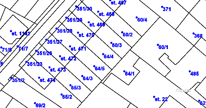 Parcela st. 64/4 v KÚ Studánka, Katastrální mapa