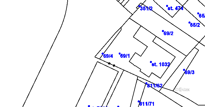Parcela st. 69/4 v KÚ Studánka, Katastrální mapa