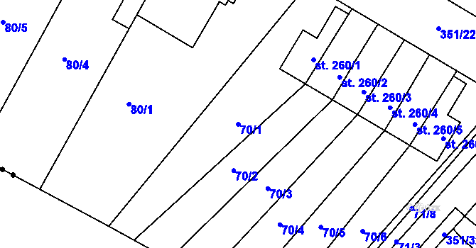 Parcela st. 70/1 v KÚ Studánka, Katastrální mapa