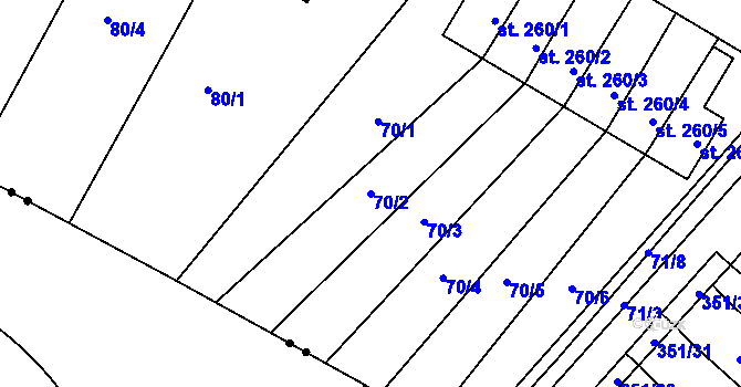 Parcela st. 70/2 v KÚ Studánka, Katastrální mapa