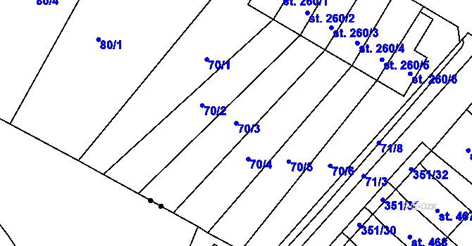 Parcela st. 70/3 v KÚ Studánka, Katastrální mapa