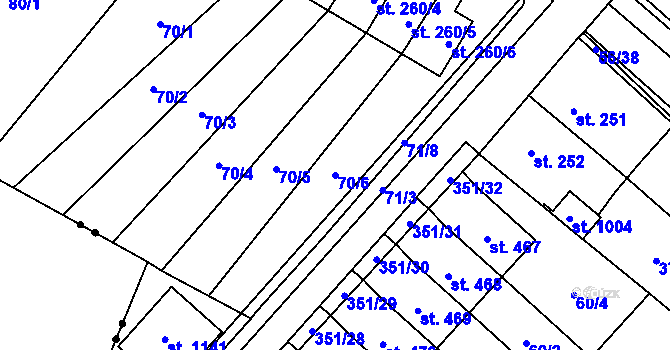 Parcela st. 70/6 v KÚ Studánka, Katastrální mapa