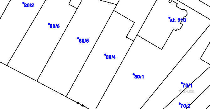 Parcela st. 80/4 v KÚ Studánka, Katastrální mapa