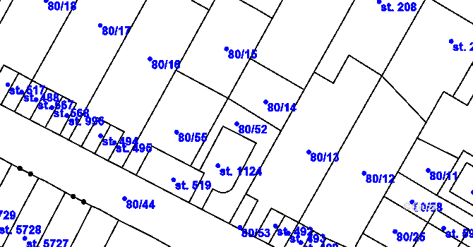 Parcela st. 80/52 v KÚ Studánka, Katastrální mapa